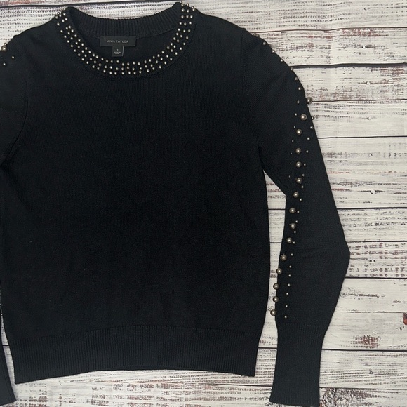 Ann Taylor Black pearlızed sweater Sz. S - Picture 5 of 8